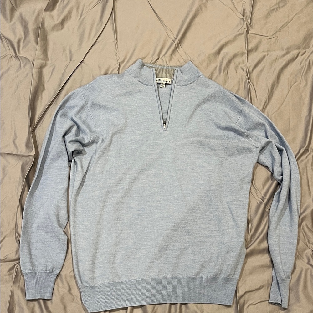 Peter Millar Sky Blue Zip-Up Sweater